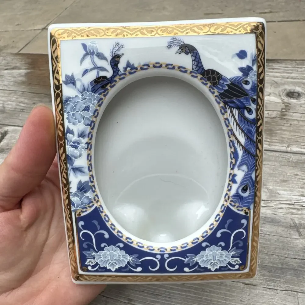Vintage Heritage Mint Peacock Porcelain Photo Picture Frame Made In Japan